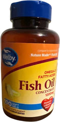 Generic Omega-3 Fatty Acids Fish Oil Concentrate 1200mg 100 Softgels Promotes Healthy Heart Purified to Eliminate Mercury Dietary Supplement Yellow