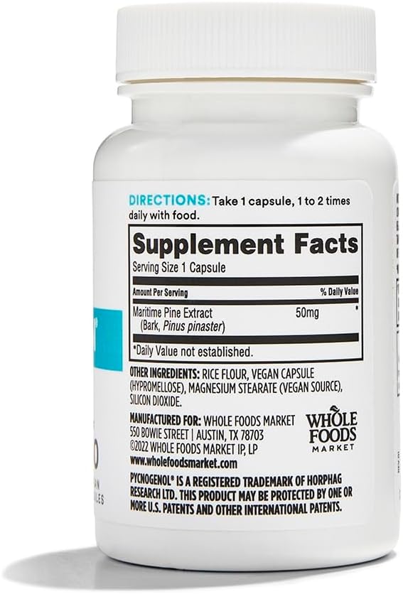 365 by Whole Foods Market Pycnogenol 50Mg 60 Vegetarian Capsules (Pack of 2)