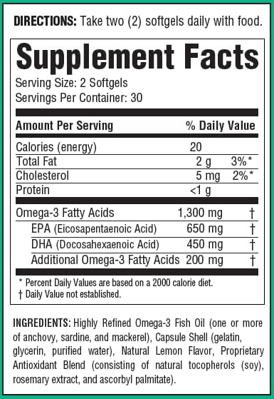 Ultra Omega - Triple Purified Omega 3 Fish Oil - 60 Softgels