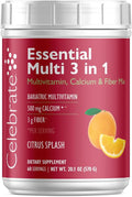 Celebrate Vitamins 3-in-1 Bariatric Multivitamin with Calcium Citrate Drink Mix - 500mg Calcium Gluten Free Sugar Free - Powder Blend for Post Bariatric Surgery - Citrus Splash (60 Servings)