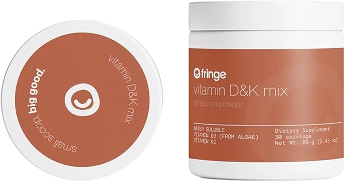 Fringe Vitamin D3 and K2 Mix Powder Water Soluble Bio-Available D3 from Algae Vitamin K2 MK-7 from Natto Vegan Unflavored (30 Servings Vitamin D &amp K Mix)