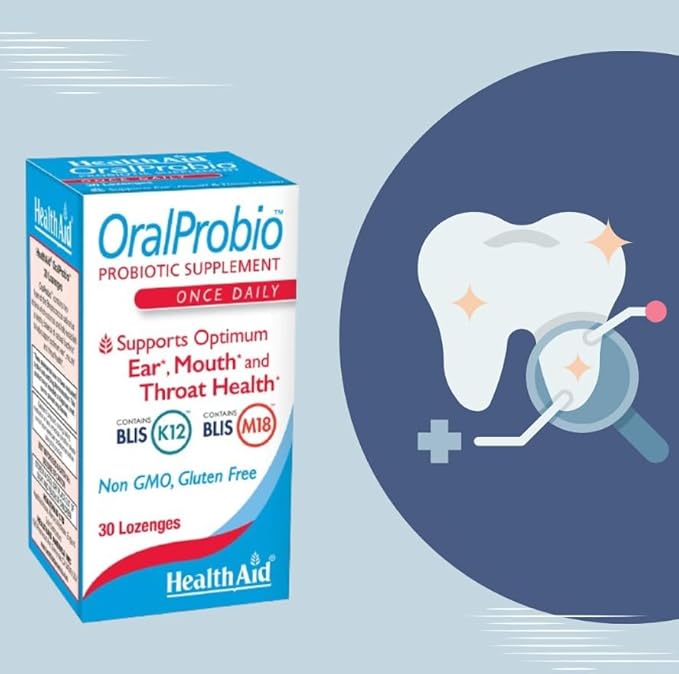 OralProbio 30ct Once Daily Chewable Tablets Supports Optimum Ear Mouth and Throat Health Non GMO Gluten Free Peppermint Flavor Contains BLIS K12 &amp M18