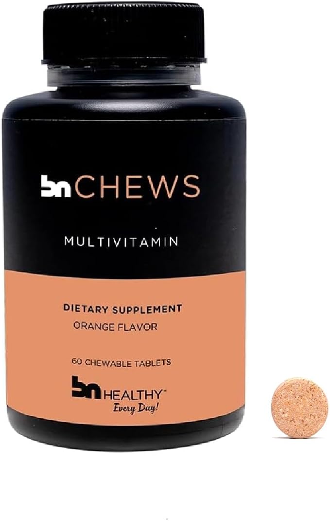 BNHealthy Chewable Bariatric Multivitamin with Iron Vitamin B12 Delicious Orange Flavor – 60 Ct – 30-60 Day Supply.