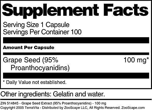 Grape Seed Extract (95% Proanthocyanidins) - 100 mg (100 Capsules ZIN: 514845) - 3 Pack