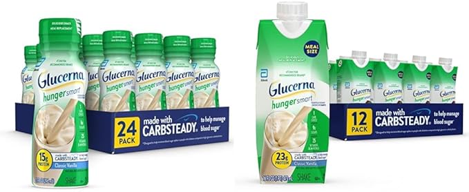 Glucerna Hunger Smart Shake Diabetic Drink Blood Sugar Management 15g Protein 180 Calories &amp Hunger Smart Meal Size Shake Diabetic Meal Replacement Blood Sugar Management
