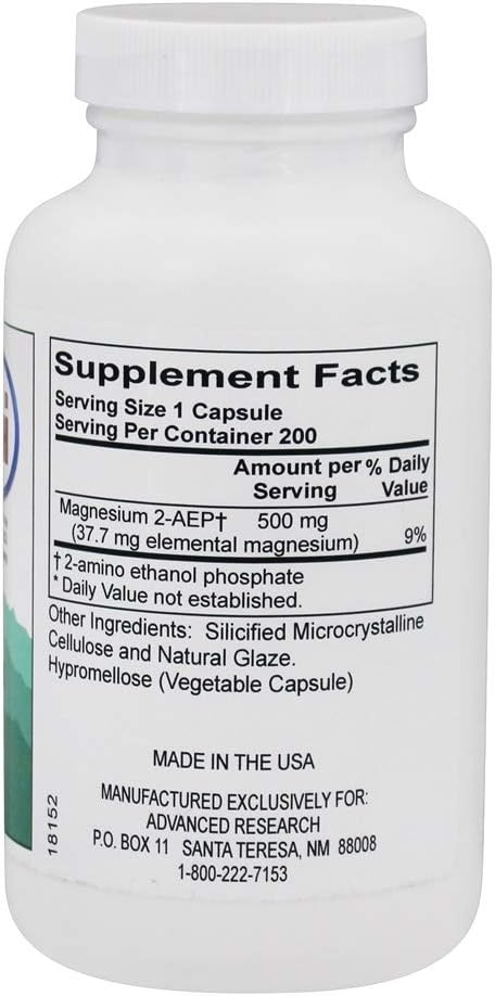 Advanced Research - 2-AEP Magnesium 500 mg. - 200 Vegetarian Capsules_AB