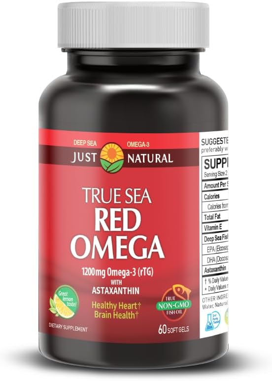 NANOWELL Red Omega-3 Fish Oil 1714mg Omega 3 Supplement with Astaxanthin Vitamin E EPA &amp DHA - 60 Softgels
