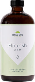 ENTEGRO Flourish Junior Liquid Probiotic &amp Postbiotic Supplement - Plastic | 11 Live Cultures | Gut &amp Digestive Health for Women Men &amp Kids | Organic Vegan Allergen Free | USA Made | 16
