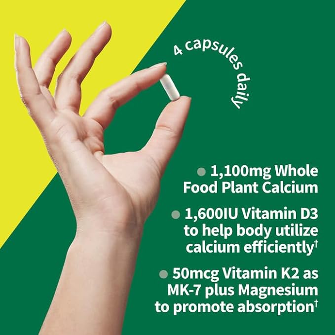 Garden of Life Raw Calcium Supplement for Women and Men - Vitamin Code Made from Whole Foods with Magnesium K2 Vitamin D3 and Vitamin C plus Probiotics for Digestion 120 Capsules