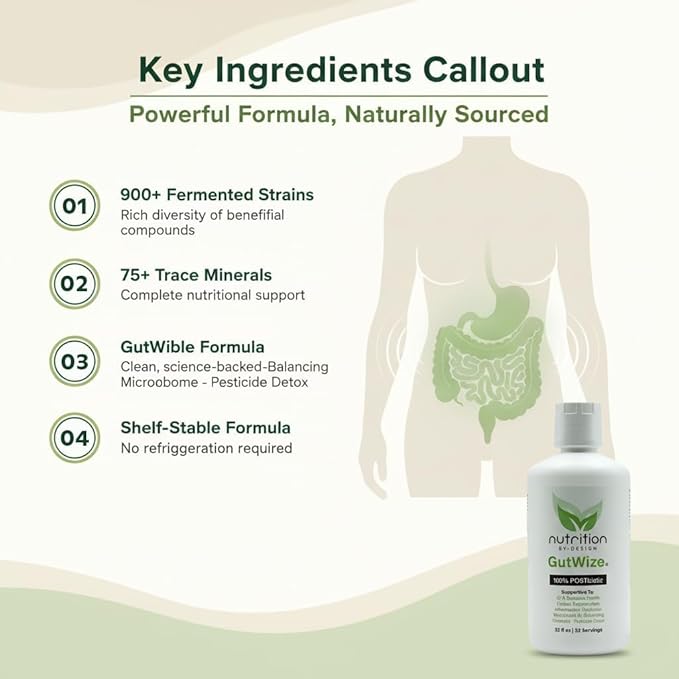GutWize Total Health Bundle – 3 Bottles 100% Postbiotic + 3 Bottles Humic/Fulvic Blend – Gut &amp Digestive Support Microbiome Balance Natural Wellness Supplement Pack