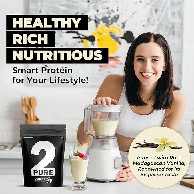 2-Pure Protein Powder - Only 2 Ingredients | Keto Unsweetened Low Carb Gluten Free Non-GMO | 26G Milk Protein Isolate Powder - 30 Servings (2 Pound Real Vanilla)