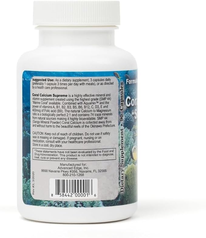 Bobs Best Coral Calcium Supreme I 100% Pure Marine Coral 74 Trace Minerals I 90 Capsules Pack of 1