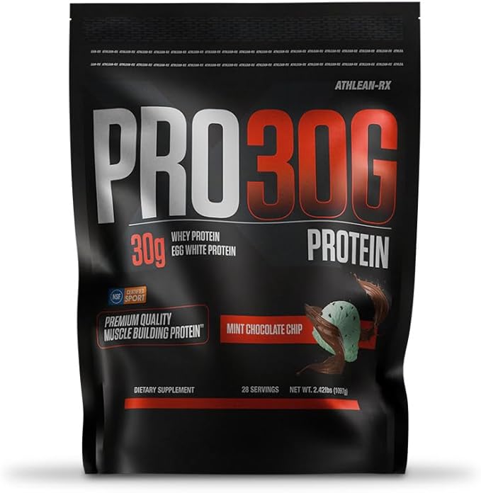 ATHLEAN-X PRO-30G Premium Whey Protein Isolate Powder Mint Chocolate Chip Gluten-Free Low Sugar 30g of High Protein Powder for Muscle Recovery &amp Growth