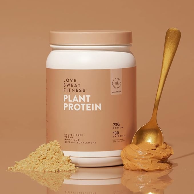 Love Sweat Fitness Organic Vegan Protein Powder for Women | 23g Plant Protein | No Bloat No Chalk | Peanut Butter | Gluten Free Non-GMO | 14 Servings