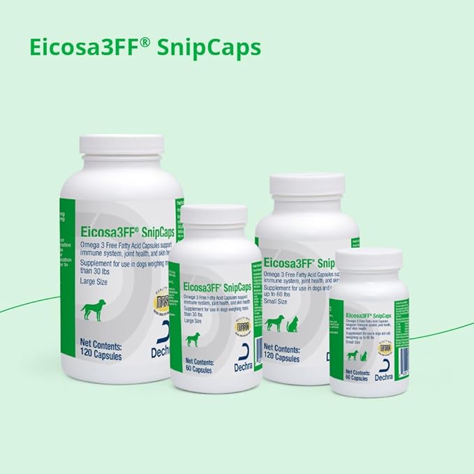 Eicosa3FF SnipCaps Omega 3 Free Fatty Acid Capsules for Dogs - Large 120 ct