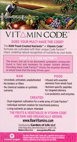 Garden of Life Vitamin Code Multivitamin for Women 50 &amp Over B Vitamins A C D3 E &amp K CoQ10 Probiotics &amp Enzymes for Women 50 Plus 240 Capsules(Pack of 2)