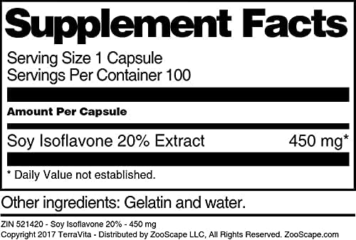 Soy Isoflavone 20% - 450 mg (100 Capsules ZIN: 521420)