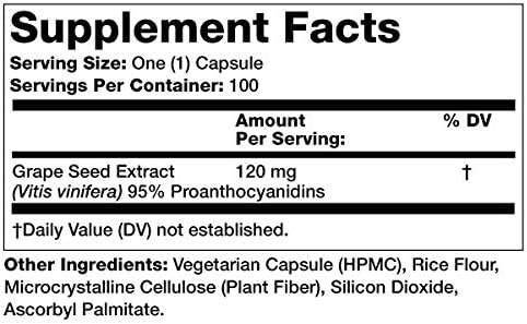 Olympian Labs Grape Seed Extract Capsules - 120 mg - 100 Daily Capsules Supporting Heart Health and Antioxidant Protection