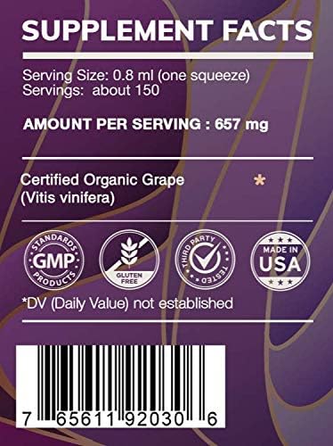 HerbEra Earth's Love - Grape Seed Alcohol-Free Herbal Extract Tincture Super-Concentrated Grape (Vitis Vinifera) Dried Seed (4 Fl Oz)