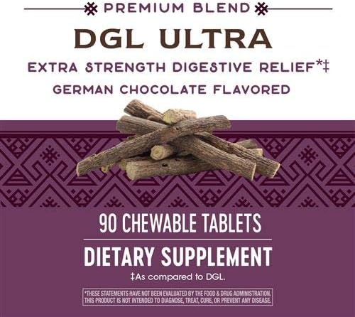 Nature's Way DGL ULTRA 10:1 Extra Strength 75 mg per serving German Chocolate Flavored 90 Chewables Pack of 2 (Packaging May Vary)