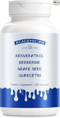 Grape Seed Extract Capsules with Berberine Capsules Resveratrol Quercetin Supplement - 120 Count