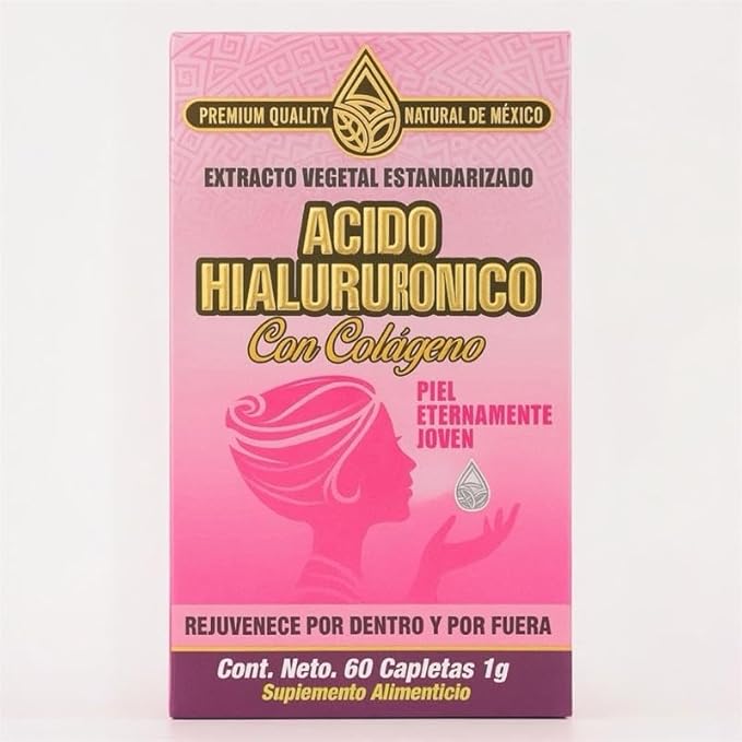 Hyaluronic Acid with Collagen – Suplemento Natural Premium | Rejuvenates Inside &amp Out for Piel Eternamente Joven | Standardized Plant Extract | 60 Capletas 1g