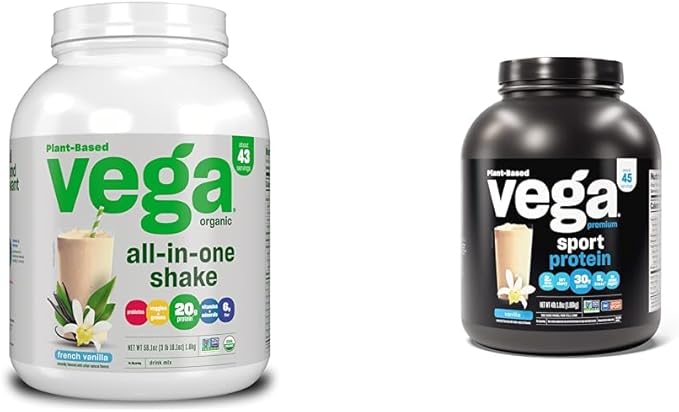Vega Organic All-in-One Vegan Protein Powder Chocolate - Superfood Ingredients Vitamins &amp Premium Sport Protein Vanilla Protein Powder Vegan Non GMO Gluten Free Plant Based Protein Powder