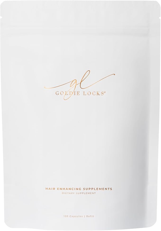Goldie Locks Hair Growth Supplements Refill - Original Formula - Supports Hair Skin Nails &amp Joints - with Biotin Multi-Collagen Zinc &amp Adaptogenic Herbs - Daily Beauty Supplement - 120 Cou
