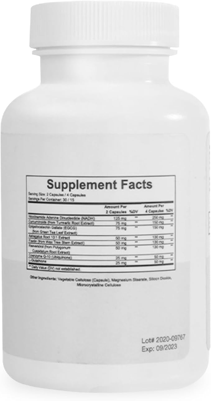 Relumins Age Defense NAD+ Supplement with NADH CoQ10 Glutathione Resveratrol Fisetin Curcumin &amp EGCG - Antioxidant Support Supplement – 60 Vegan Capsules