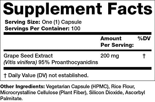 Olympian Labs Grape Seed Extract Capsules - 200 mg - 100 Vegetable Capsules Supporting Heart Health Antioxidant Protection.