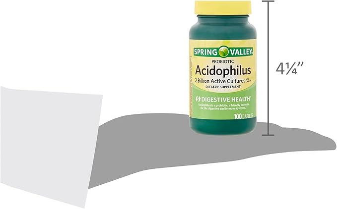 Spring Valley Acidophilus Supplement Probiotics for Women &amp Men Supports Digestive Health 100 Count 2 Billion Active Cultures for a Healthy Digestive System Bundle with Luall's 45 Diabetes Deco