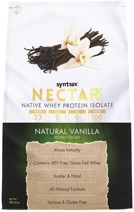 Syntrax Nectar Naturals All Natural Whey Protein Isolate Smooth &amp Creamy Natural Vanilla 2 lbs.