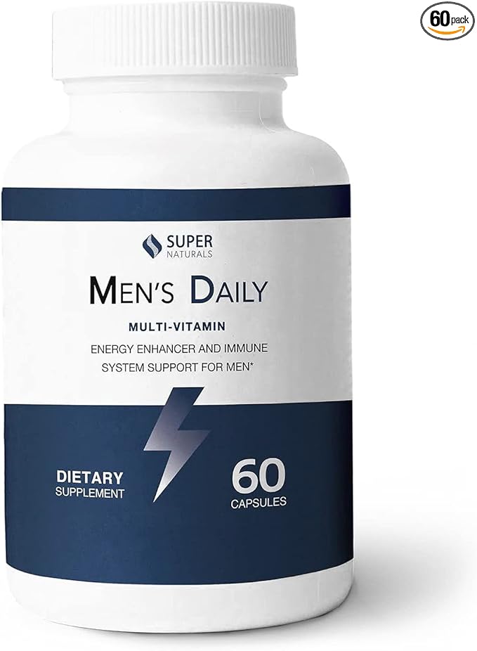 Super Naturals Men's Daily Multivitamin Energy Enhancer and Immune System Support for Men (60 Capsules 30 Day Supply)