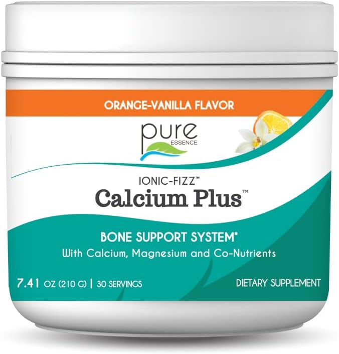 Ionic Fizz Calcium Plus by Pure Essence - Perfect Calcium/Magnesium Ratio with Vitamin A B C D and Potassium Strong Bones - Orange Vanilla - 7.41 oz