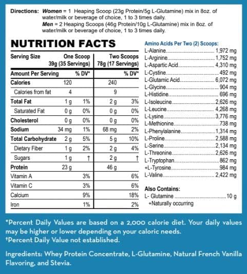 LifeSource Vitamins 3 lb Grass Fed Whey Protein Concentrate - Creamy French Vanilla w/Stevia - Free Priority Shipping