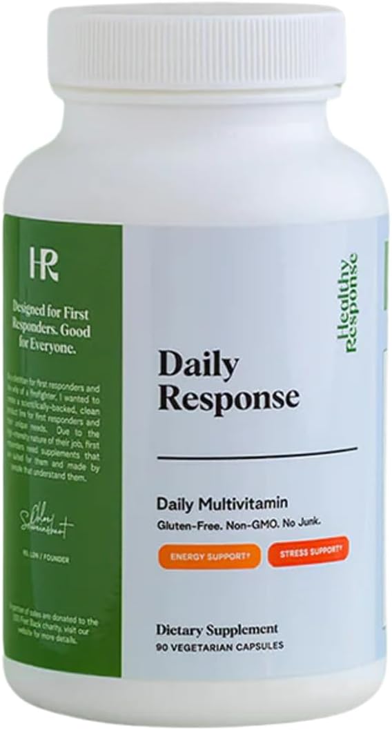 Daily Response Multivitamin 90 Capsules - Multivitamin + Adaptogen Blend for Energy &amp Stress Support - Tailored Nutrition for First Responders &amp Those on The Go