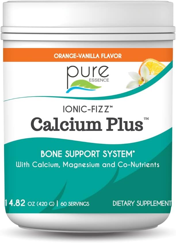 Ionic Fizz Calcium Plus by Pure Essence - Perfect Calcium/Magnesium Ratio with Vitamin A B C D and Potassium Strong Bones - Orange Vanilla - 14.82 oz