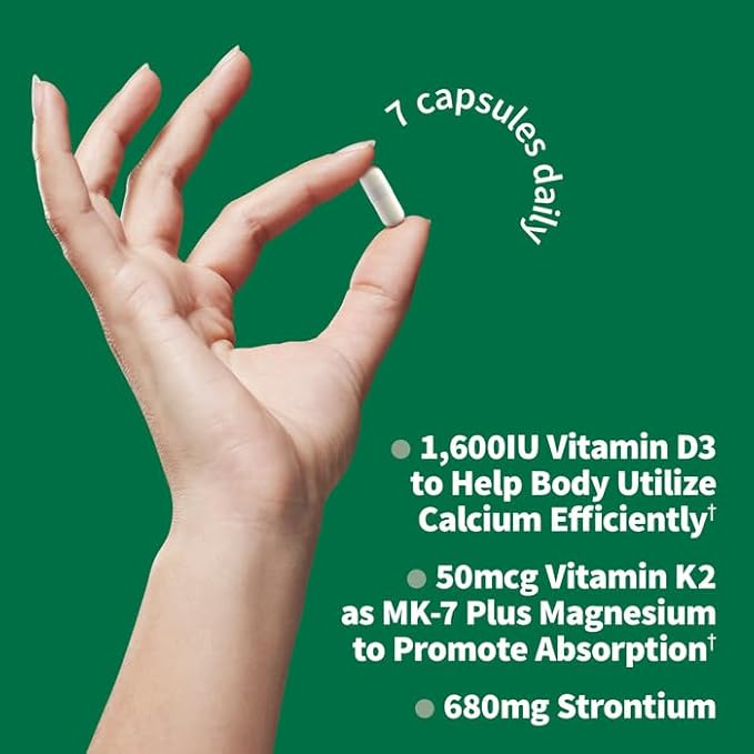 Garden of Life Calcium Supplement - Vitamin Code Grow Bone Made with Whole Foods Strontium Magnesium K2 MK7 Vitamin D3 &amp C Plus Probiotics for Gut Health 30 Day Supply