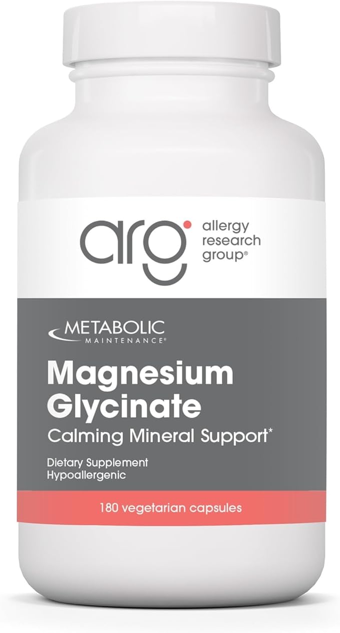 Metabolic Maintenance Magnesium Glycinate - Pure Magnesium Glycinate Powder Capsules with Vitamin C Chelated Mag for Sleep Health and Calm 125 mg Mag Bisglycinate - 180 Capsules