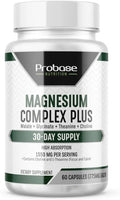 Probase Nutrition Magnesium Complex Plus with Glycinate Malate L-Theanine and Choline - Natural Support for Sleep and Cognitive Function - 60 Capsules - Calming Vitamins