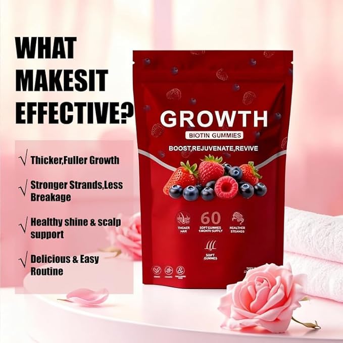 Lumin Hair Growth Gummies Infused with Biotin Vitamins and Botanical Extracts to Support Healthy Hair Growth and Strength Skin and Nail Care Non-GMO 60 Gummies (1pcs)