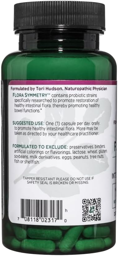 Vitanica Flora Symmetry Shelf Stable Probiotic Supplement Dr Formulated Probiotics for Women Probiotics for Men and Adults Acidophilus Probiotic Non-GMO Vegetarian 60 Count (Flora Symmetry)