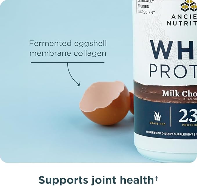 Ancient Nutrition Grass Fed Whey Protein Milk Chocolate 23g Protein 20 Servings Hydrolyzed Collagen Peptides Organic Regenerative A2/A2 Milk Protein