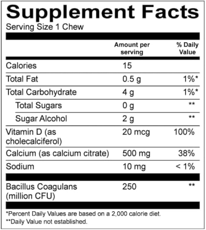 BariatricPal Sugar-Free Calcium Citrate Soft Chews | 500mg with Vitamin D &amp Probiotics | Chocolate Mint | 90 Count (1 Month Supply)