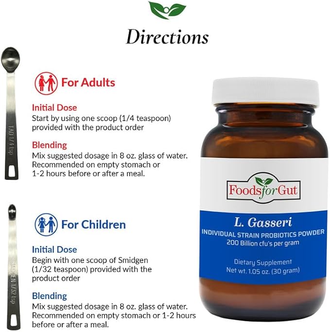 Foods For Gut Lactobacillus Gasseri Probiotic Powder 200 Billion cfu's | Made in USA | Weight Control | Promote a Well-Balanced microbiome | High Potency | L.Gasseri | 30 Grams (1.05 Oz)