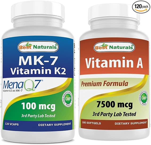 Best Naturals MK-7 Vitamin K2 100 mcg &amp Vitamin A 25000 IU
