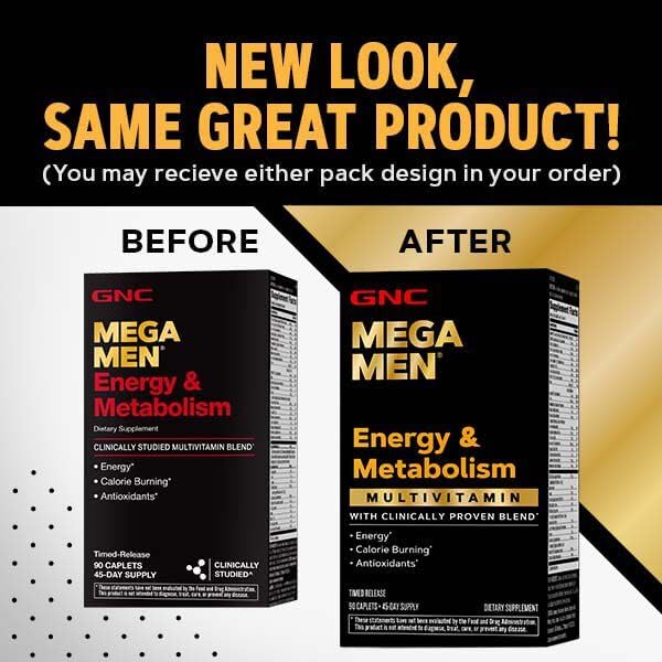 GNC Mega Men Energy &amp Metabolism Multivitamin | Antioxidants and Increased Calorie Burning | 90 Count