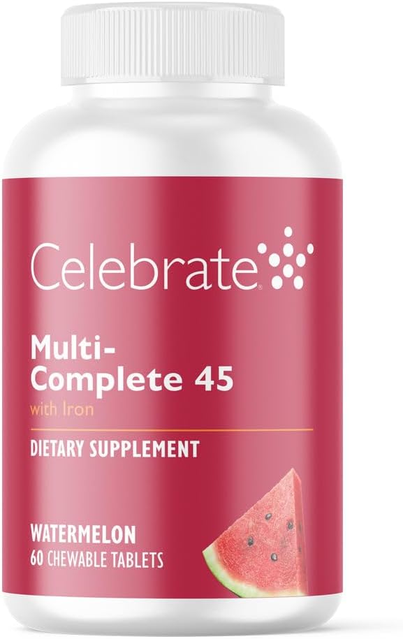 Celebrate Vitamins Multi-Complete Chewables 45mg Iron – Daily Bariatric Multivitamin for Sleeve Gastrectomy and Gastric Bypass Surgery Patients – Essential Vitamins &amp Minerals - Melon (180 Tablet