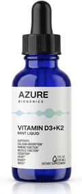 Vitamin D3 K2 Drops - High Potency 2500 IU D3 &amp 250 mcg K2 MK7- Supports Bone Immune Heart Muscle Mood &amp Cognitive Health*-Fast Absorption Mint Flavor Vegan Non-GMO