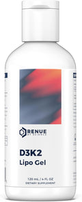 Renue By Science Vitamin D3 K2 Gel | High Strength Liposomal D3 K2 Supplement | 120ml Vitamin D K2 Gel - 2500IU Vitamin D3 &amp 200mcg Vitamin K2 per Serving | Non-GMO &amp Allergen Free | Made in T